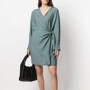 VINCE Wrap Front Long Sleeve Shirtdress XL